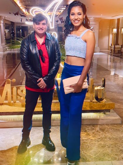 With a contestant at the Miss World 2024 event. These global pageants are a fantastic showcase of international style and beauty.