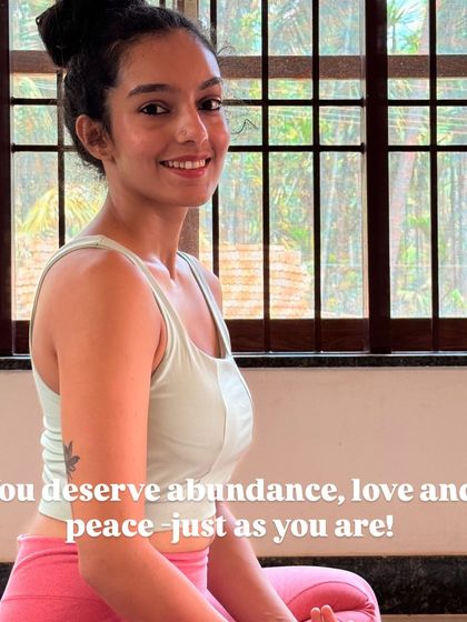 A smiling portrait with the affirmation that you deserve abundance, love, and peace just as you are. It’s a message of inherent worthiness that I share in my teachings.