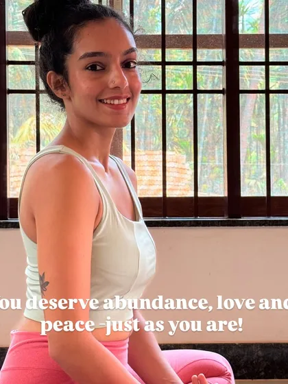 A smiling portrait with the affirmation that you deserve abundance, love, and peace just as you are. It’s a message of inherent worthiness that I share in my teachings.