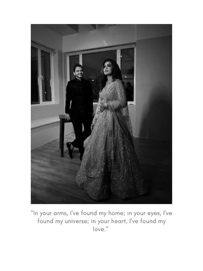 A timeless black and white portrait from the rooftop shoot. The classic composition and the bride's graceful pose give this image a sense of quiet elegance and introspection.