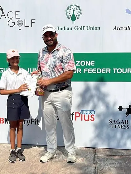With my student Unnati Singh, who won the IGU Feeder Tour event at Aravalli Golf Club with solid scores of +1 and +4.