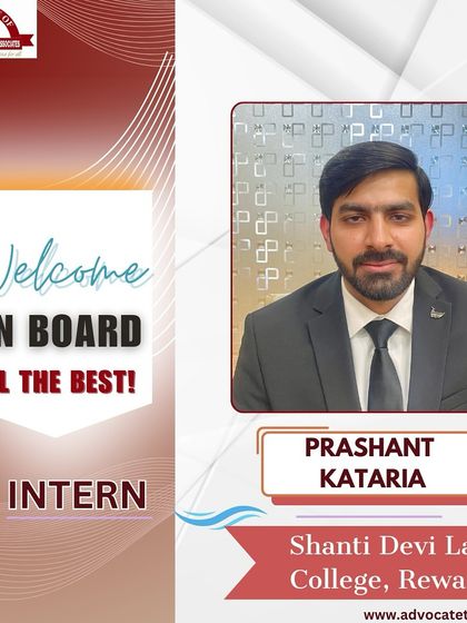 Welcoming Prashant Kataria from Shanti Devi Law College, Rewari. It is my privilege to guide aspiring lawyers and provide them with a platform for professional growth.
