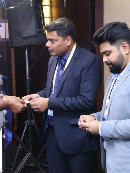 Our representatives, Harshit Jayaswal and Saurabh Agarwal, engage with attendees at Mercom's C&I Clean Energy Meet, fostering trust and confidence in potential customers.