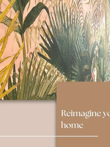 Reimagine your home with wallcoverings that are true works of art. This lush, scenic mural brings the beauty of a tropical garden indoors, creating a backdrop that is both captivating and serene.