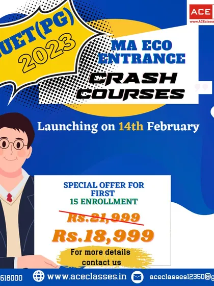Launch announcement for our CUET (PG) 2023 MA Eco Entrance crash courses, with a special offer for the first 15 enrollments.