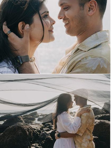 Intimate close-ups from a Goa pre-wedding shoot. We focus on the tender looks and gentle touches that communicate love without words.