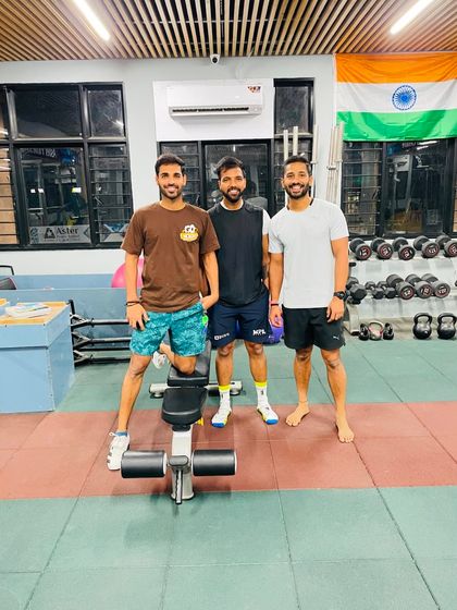 Happy times in the gym with Bhuvneshwar Kumar and Rahul Tripathi. The gym is our workplace, but we make sure to keep the energy positive and supportive.