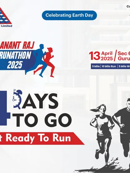 "4 Days To Go!" Part of a multi-day countdown campaign, this post for the Anant Raj Runathon systematically builds hype and keeps the event visible on social media feeds.