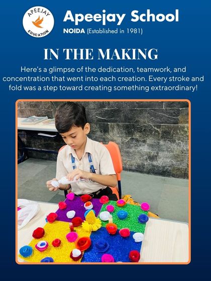 This image captures the dedication, teamwork, and concentration that went into each creation for our inter-house art competition. Every stroke and fold was a step toward creating something extraordinary.