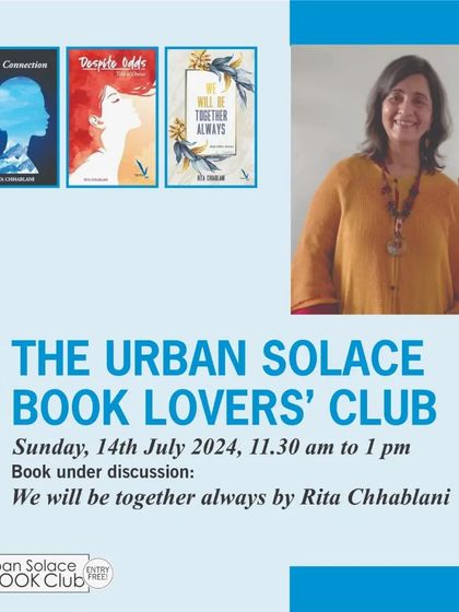 The poster for our special edition Book Lovers' Club meet with author Rita Chhablani, where we discussed her book "We will be together always".