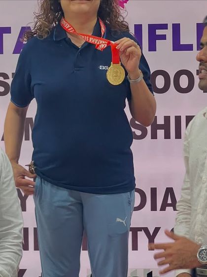 A proud moment for our shooter, receiving her medal at the Karnataka State Championship 2025.