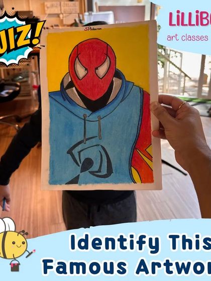 Can you identify this famous artwork? A student's excellent drawing of Spider-Man, showcasing great coloring and character design skills.