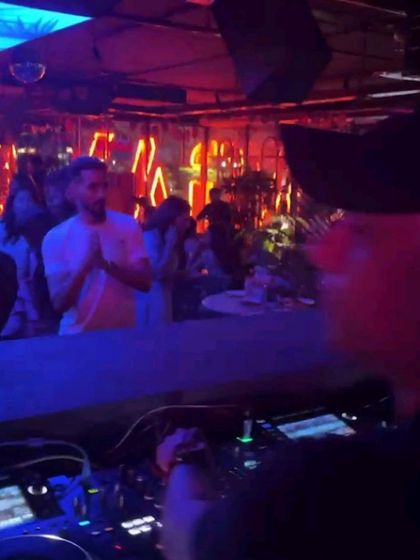 A view from the console at Nagavara Social. It's cool to see friends and fellow DJs like Asad and Jaimi in the crowd, vibing to the classic Bollywood tunes.