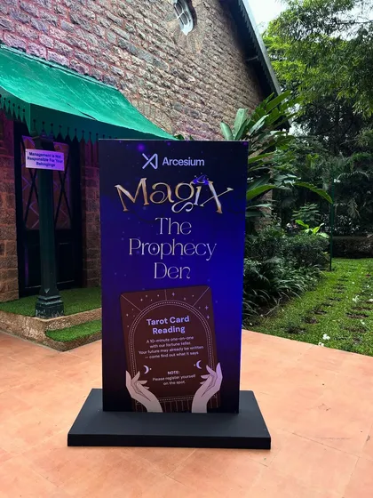 The official sign for my tarot reading station, "The Prophecy Den," at the Arcesium "MagiX" event. I love when events have a fun, magical theme that I can be a part of.