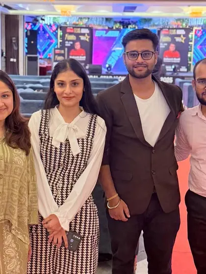 Our Event Management students posing for a group photo after successfully executing the Fame & Flair Award Ceremony. They handled everything from planning to on-ground execution.
