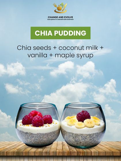 Chia pudding made with coconut milk and topped with berries is a fiber-rich, anti-inflammatory breakfast that supports gut health.