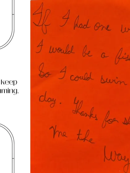 "If I had one wish, I would be a fish." This note from a young swimmer is a beautiful reminder of the passion we hope to ignite in every child.