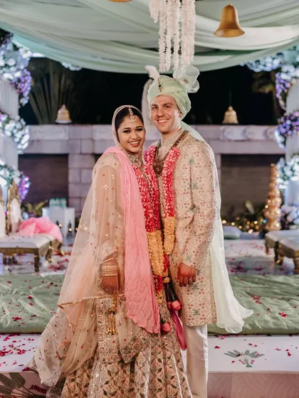 Capturing a beautiful moment between a bride and groom on their wedding day. We provided complete styling for the couple, ensuring their looks were cohesive, picture-perfect, and reflected their personal style for the ceremony.