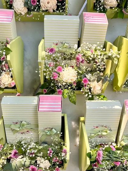 Welcoming the season of festivities with these elegant floral gifting boxes. This bulk order was thoughtfully designed to spread joy for a client's celebration.