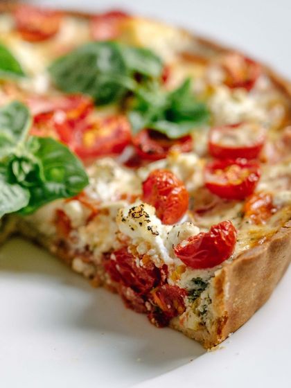 Our cherry tomato and goat cheese tart is a fantastic option for easy entertaining. It's delicious, beautiful, and can be delivered right to your doorstep.