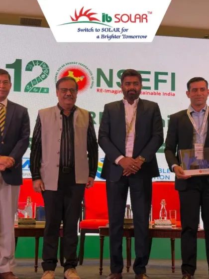 The panelists and dignitaries at the National Agro-RE Summit 2025. Our participation as an exhibition partner underscores our commitment to providing smart solar solutions for a greener and food-secure India.