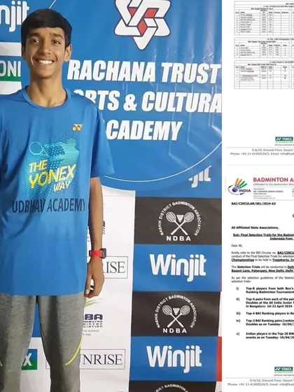 This is a proud moment for all of us at the academy. Our student Aditya Tripathi was selected as a probable for the Junior Indian Team for the Asian Badminton Championship. This is the pathway to pro.