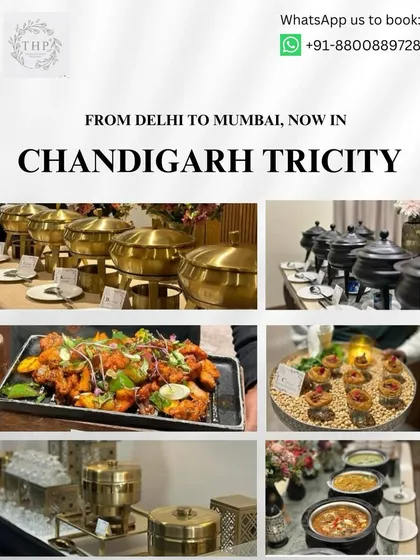 From Delhi to Mumbai, and now in Chandigarh Tricity. This collage showcases our versatile buffet setups, from classic brass to modern black, along with a variety of starters and main courses we offer.