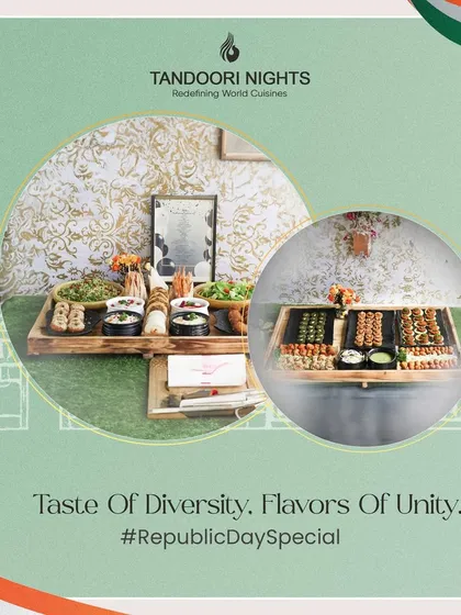 Taste of diversity, flavors of unity. Our Republic Day special platters feature a variety of dishes, including sushi and other appetizers, celebrating the unity of India.