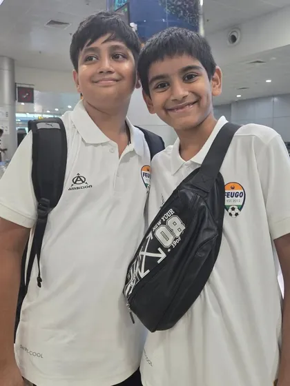 Two teammates and friends ready for the Goa tournament.