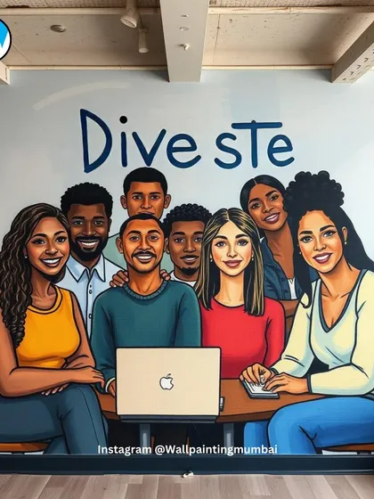 I designed this mural to celebrate diversity and teamwork within a company. The illustration shows individuals from different backgrounds collaborating, visually representing the client's commitment to inclusivity and a harmonious work culture.