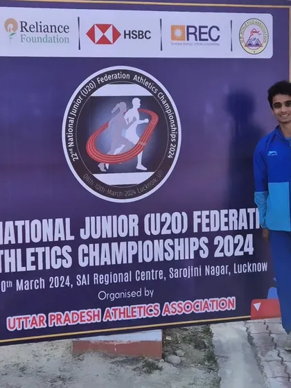 My athlete Kaushik Kamat at the 22nd National Junior (U20) Federation Athletics Championships in Lucknow, ready to represent Maharashtra.