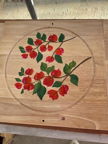 The bougainvillea panel, capturing the feel of a tropical garden.