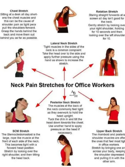 For our clients who work at a desk all day, we recommend these simple neck pain stretches. Regular breaks to perform these can prevent stiffness and headaches.