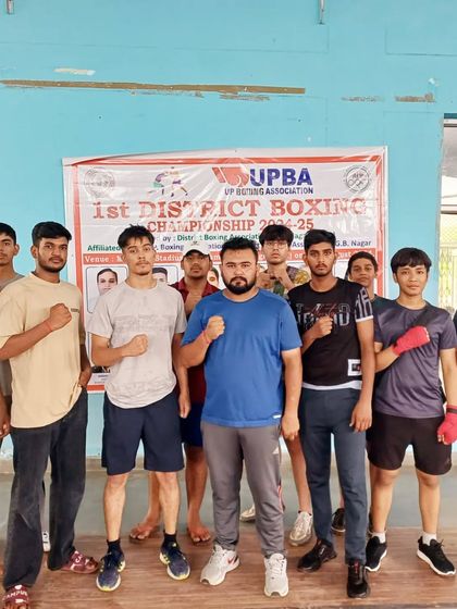 Our boxing team at the Gautam Buddh Nagar District Boxing Championship, ready to represent Fighting Choice.