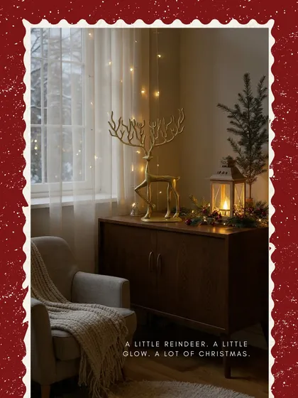 Getting your home ready for the holidays is one of my favorite things. This cozy Christmas corner, featuring one of my golden reindeer figurines, shows how a few elegant pieces can create a lot of festive magic.