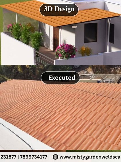 What you see in the 3D design is what you get. This image shows the direct comparison between my initial design and the final executed Mangalore tile roof, demonstrating my commitment to delivering on our shared vision with precision.