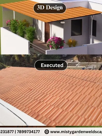 What you see in the 3D design is what you get. This image shows the direct comparison between my initial design and the final executed Mangalore tile roof, demonstrating my commitment to delivering on our shared vision with precision.