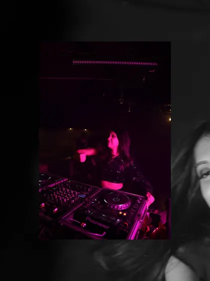 A creative collage showing me at the decks under pink light. This image highlights the artistic and visual side of my performances.