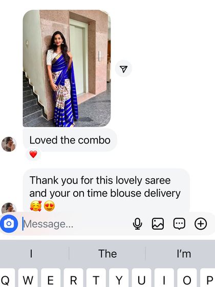 "Loved the combo." It's wonderful to receive such positive feedback about the saree and the on-time blouse delivery.