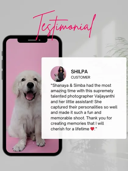 Shilpa's wonderful feedback about the "amazing time" her puppies had during their fun and memorable shoot.