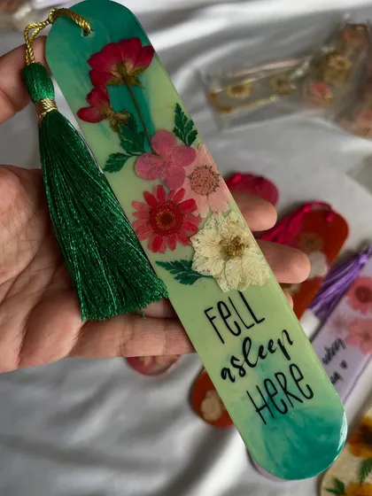 "Fell asleep here." A fun and relatable bookmark for every reader, now available at a sale price.