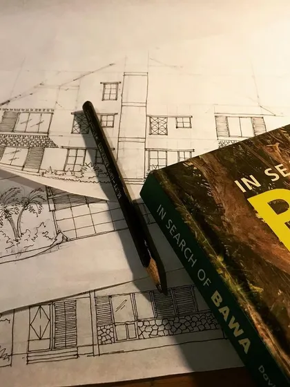 Our process begins with the fundamentals. A hand-drawn sketch allows us to explore initial ideas, and we often draw inspiration from the works of master architects like Geoffrey Bawa, whose principles of tropical modernism deeply influence our work.