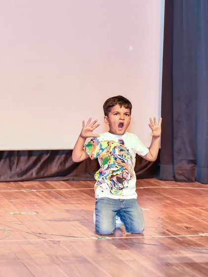 Aadil Jain, another toddler star, giving a powerful performance on stage. We help kids channel their energy into expressive dance.