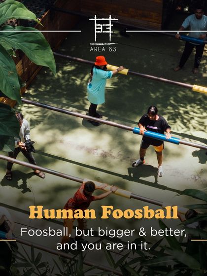 A high-angle shot of Human Foosball. It's bigger, better, and you are in it, making for an unforgettable team experience.