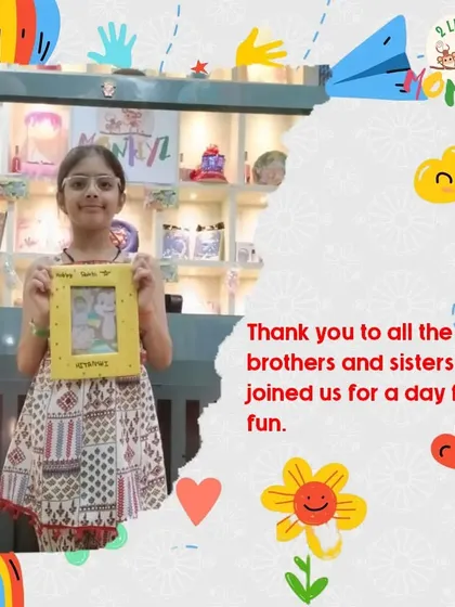 For Raksha Bandhan, we focus on the special bond between siblings. Here, a sister proudly shows off the beautiful photo frame she made herself as a gift for her brother.