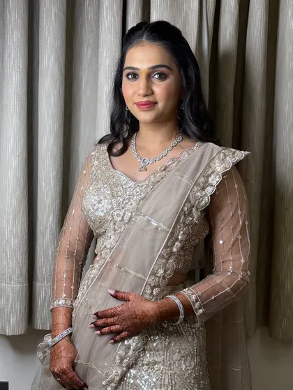 A full portrait of the second engagement look.