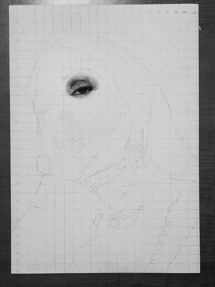 This is the 98-hour process of drawing Raja Kumari. The progress shots highlight the extreme detail in her jewelry and the challenge of rendering different textures.