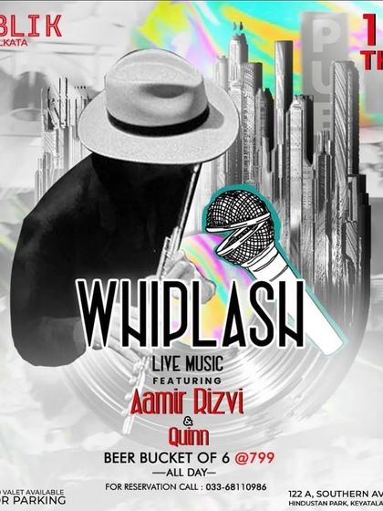 A poster for a "Whiplash" live music night, showing my collaboration with live musicians.