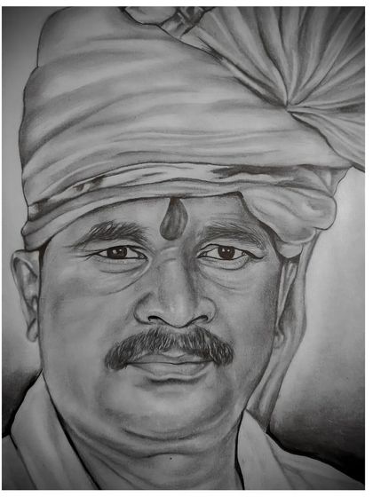 This is a commissioned graphite portrait of a gentleman in a traditional pheta. My goal was to create a respectful and classic pencil sketch, paying close attention to the intricate folds of the turban and the kind expression on his face.