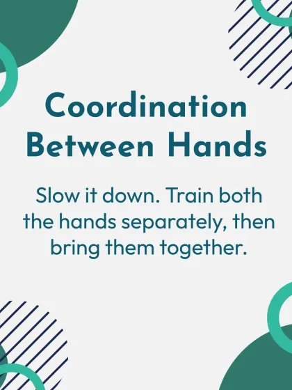 Difficulty with coordination between hands is very common. The key is to slow it down. Train each hand separately first, then bring them together gently.